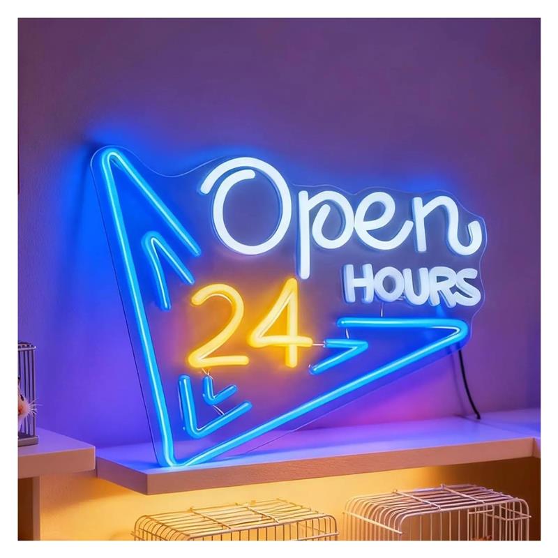 Decor Lighting Opening Hours - ป้ายไฟนีออนเปิดตลอด 24 ชั่วโมง ไฟ LED ใช้พลังงานจาก