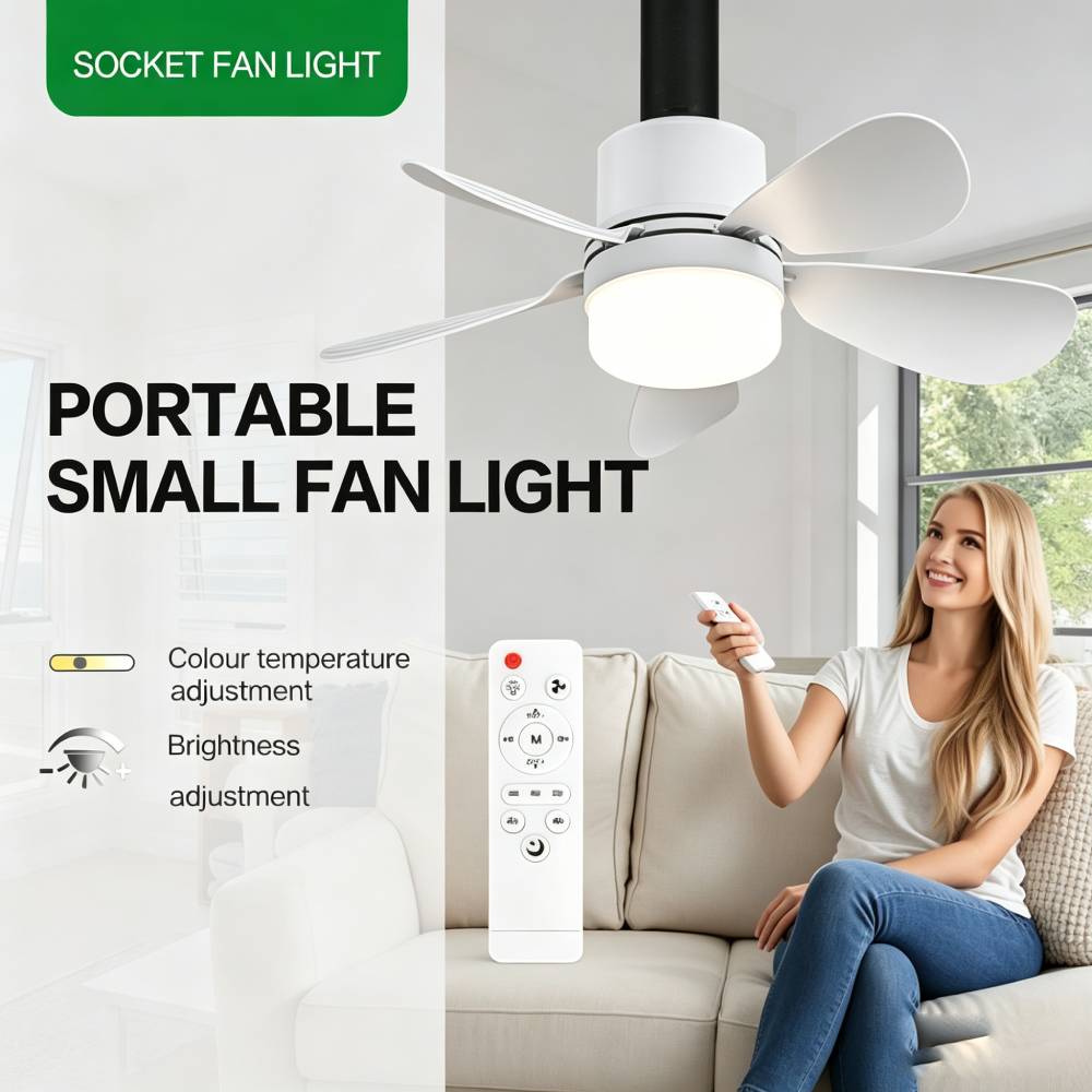 Home Lighting And Decor - พัดลมติดเพดานพร้อมรีโมท, พัดลมเพดานขนาดเล็กพร้อมไฟ LED, พัดลมไร้สายแบบขั้วหลอด E26/E27+B22 สำหรับห้องครัว