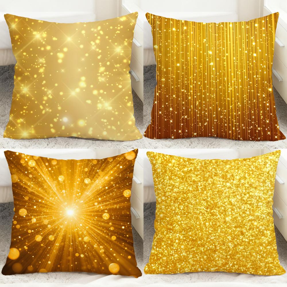 Lighting Decor And Beyond - ปลอกหมอนอิงลายจุดสีทอง ปลอกหมอนอิงแบบกลับด้านได้ นุ่มสบาย เหมาะสำหรับโซฟารถยนต์ ห้องนอน และอื่นๆ
