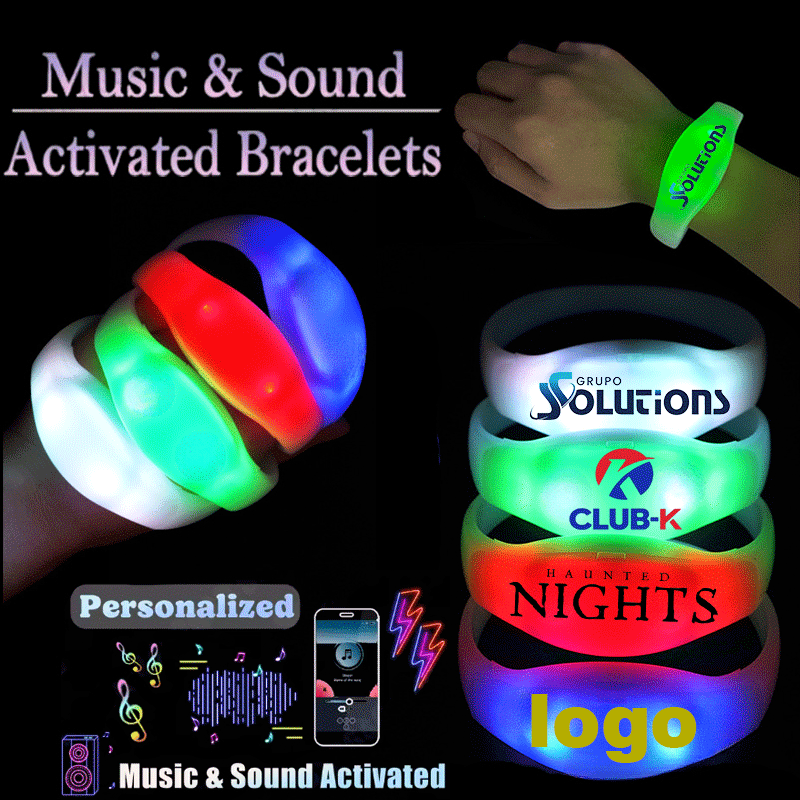 Decor Lighting Hours - กำไลข้อมือ LED ปรับแต่งได้ พร้อมไฟกระพริบตามเสียงเพลง เหมาะสำหรับงานแต่งงาน งานวันเกิด