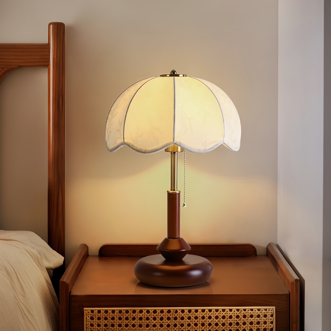 Room Lighting Bedroom Decor - โคมไฟตั้งโต๊ะทรงโดมแบบวินเทจ สำหรับห้องนอน โต๊ะข้างเตียง ห้องทำงาน ทางเข้าบ้าน พร้อมสายดึงแบบเรโทร