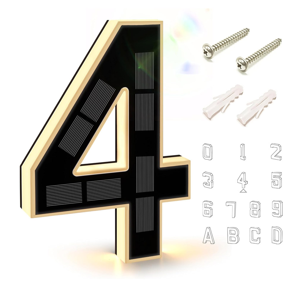 Lighting Decor House - ไฟส่องเลขที่บ้านพลังงานแสงอาทิตย์ขนาด 12 ซม. สำหรับภายนอกอาคาร กันน้ำ พร้อมแผงโซลาร์เซลล์
