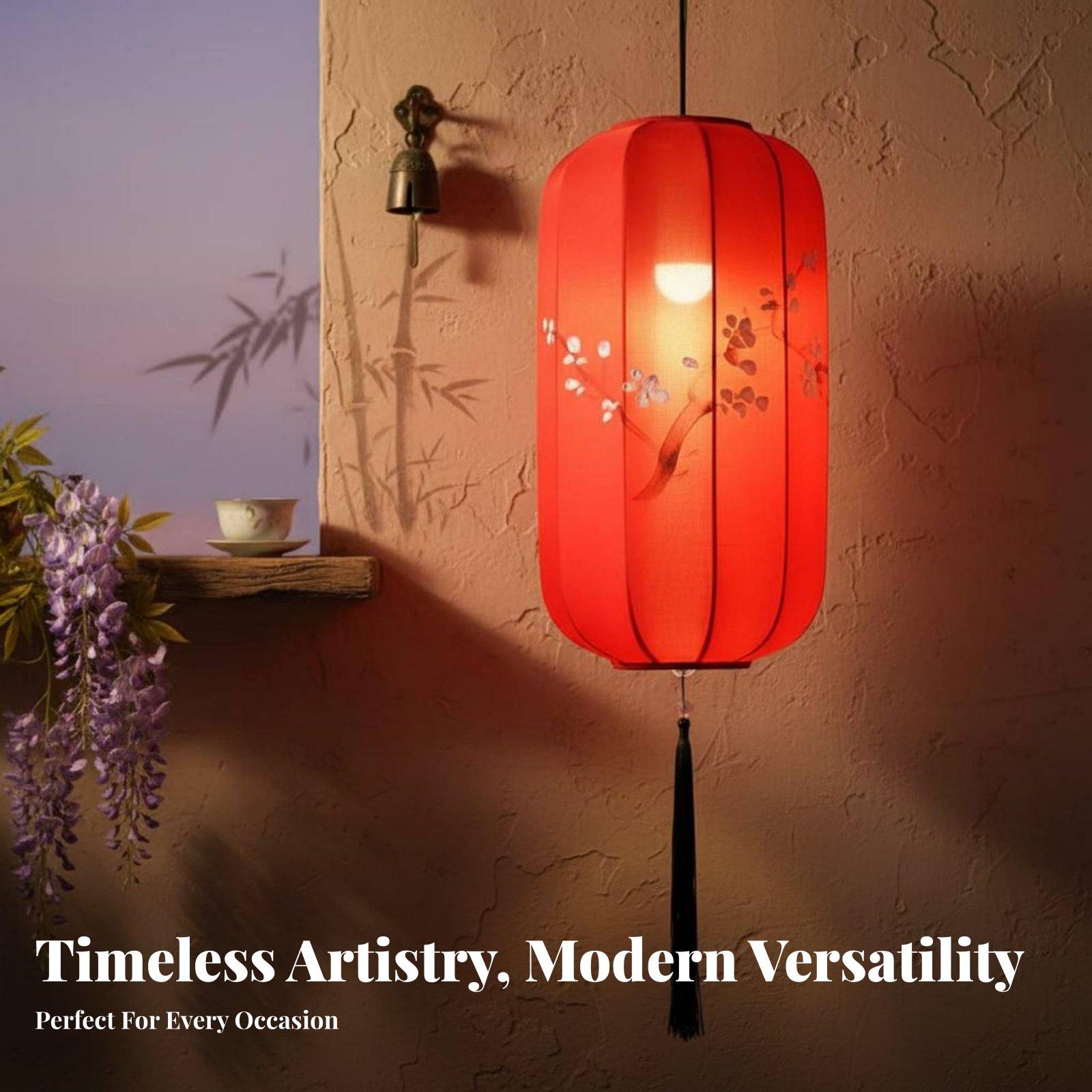 Decor Timeless Lighting - โคมไฟกันน้ำแบบจีน ดีไซน์สวยงาม ตกแต่งแขวนรูปทรงวงรี วาดลายด้วยมือ เหมาะสำหรับร้านอาหารกลางแจ้ง ผ้าคลุมมีความคลาสสิกเหนือกาลเวลา