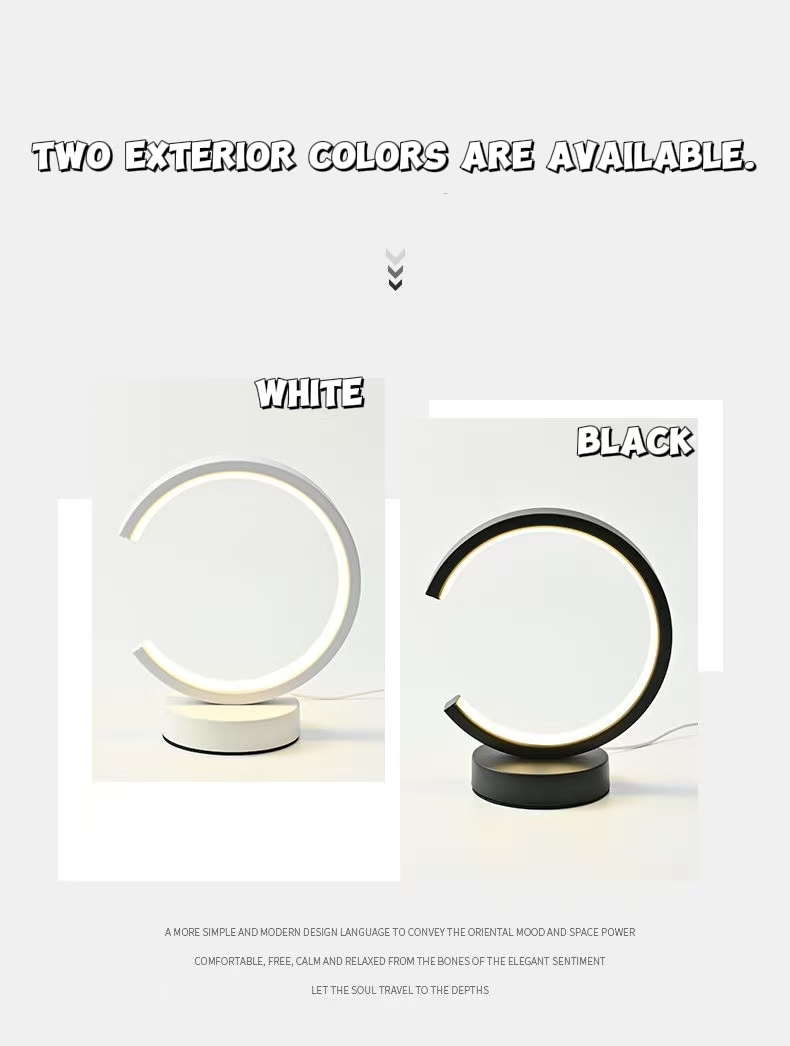 Room Lighting Bedroom Decor - โคมไฟตั้งโต๊ะวงแหวน LED ขนาด 20 ซม. แบบเรียบง่าย