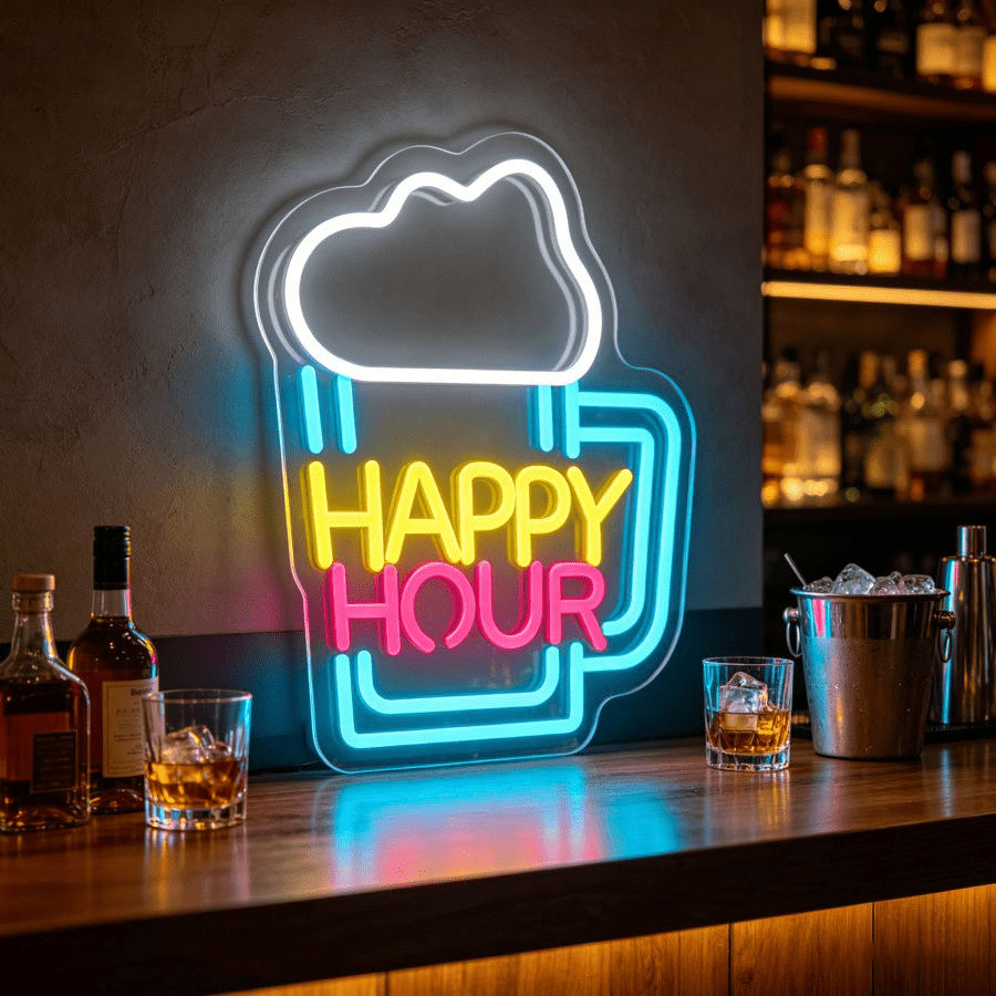 Decor Lighting Opening Hours - ไฟติดผนัง LED รูปแก้วเบียร์ Happy Hour แบบหรี่แสงได้
