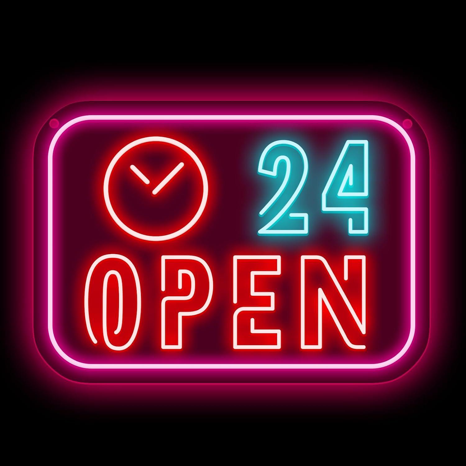 Decor Lighting Opening Hours - ป้ายไฟนีออนแบบเปิดตลอด 24 ชั่วโมง ไฟ LED ปรับความสว่างได้ผ่าน