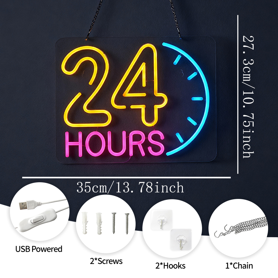 ป้ายไฟนีออน 24 ชั่วโมง ตัวอักษ - Decor Lighting Opening Hours บทวิจารณ์และราคา