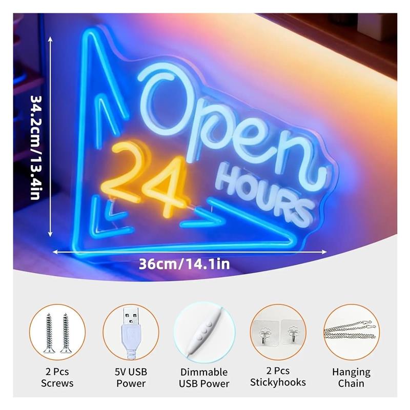 ป้ายไฟนีออนเปิดตลอด 24 ชั่วโมง - Decor Lighting Opening Hours บทวิจารณ์และราคา