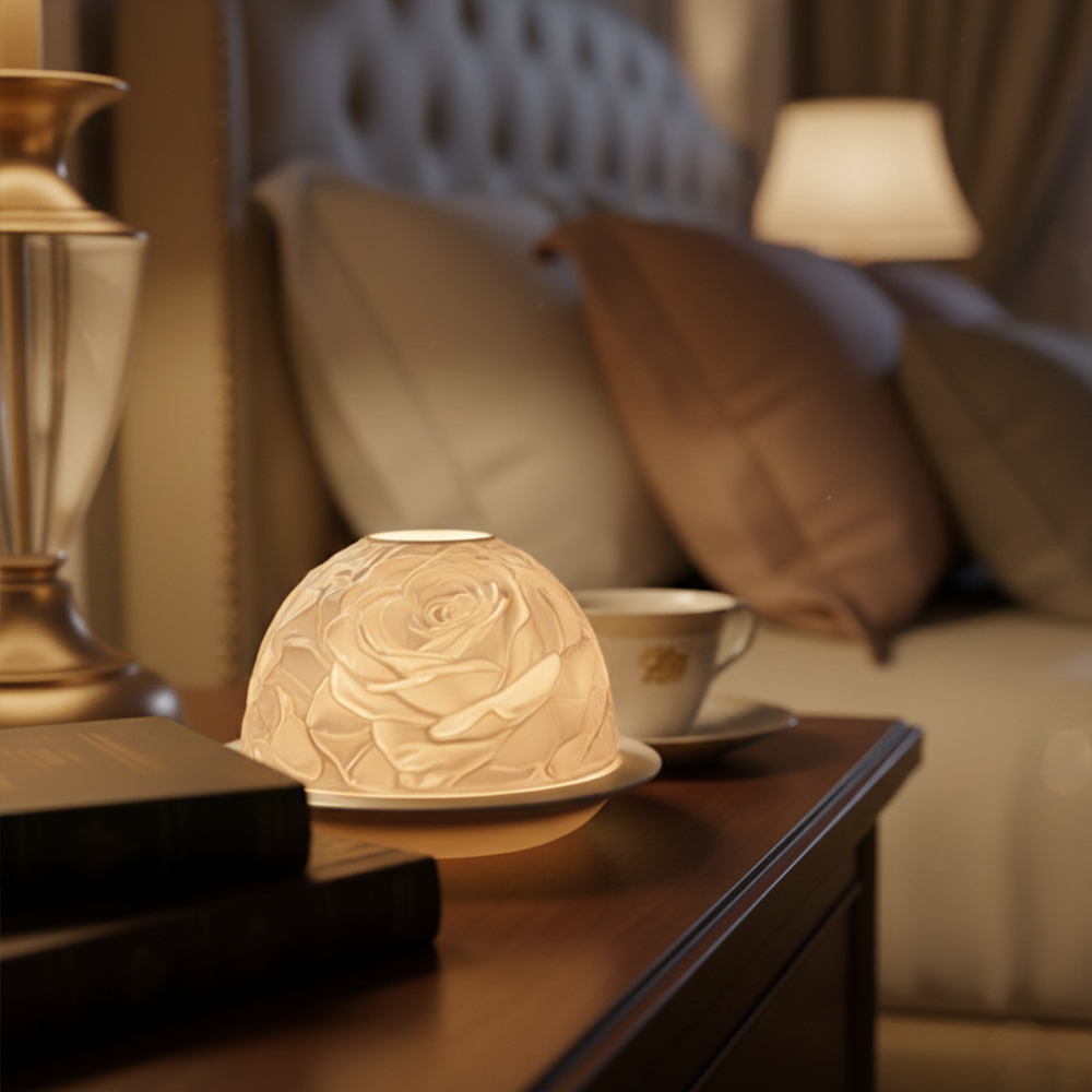 เชิงเทียนพอร์ซเลนลายกุหลาบสุดห - Room Lighting Bedroom Decor บทวิจารณ์และราคา