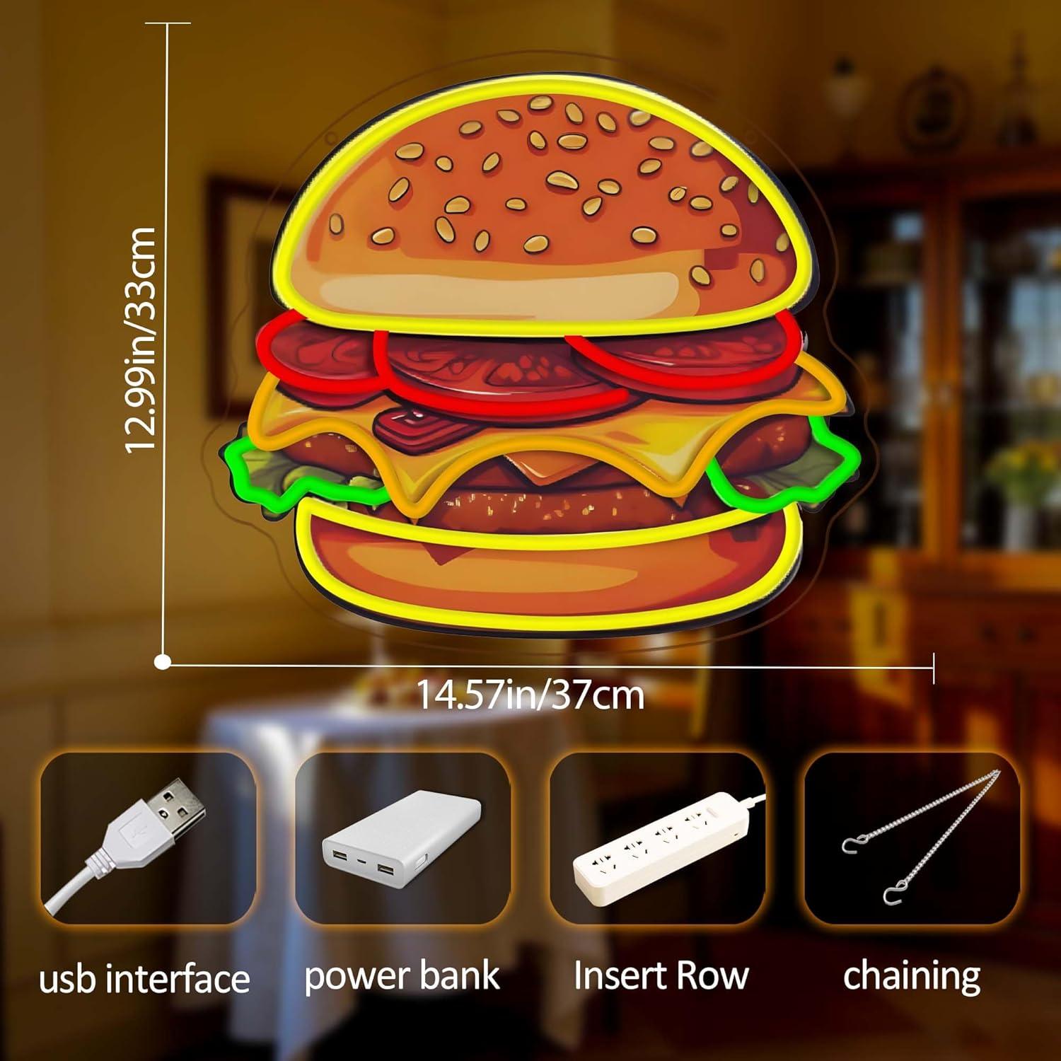ป้ายไฟนีออนรูปเบอร์เกอร์ ไฟ LE - Kitchen Decor Lighting บทวิจารณ์และราคา